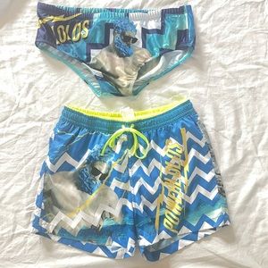 Mens Swimsuit Lined Shorts & Matching Men’s Bikini Combo Set